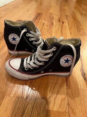 Converse High-Top Sneakers in Black with White Accents